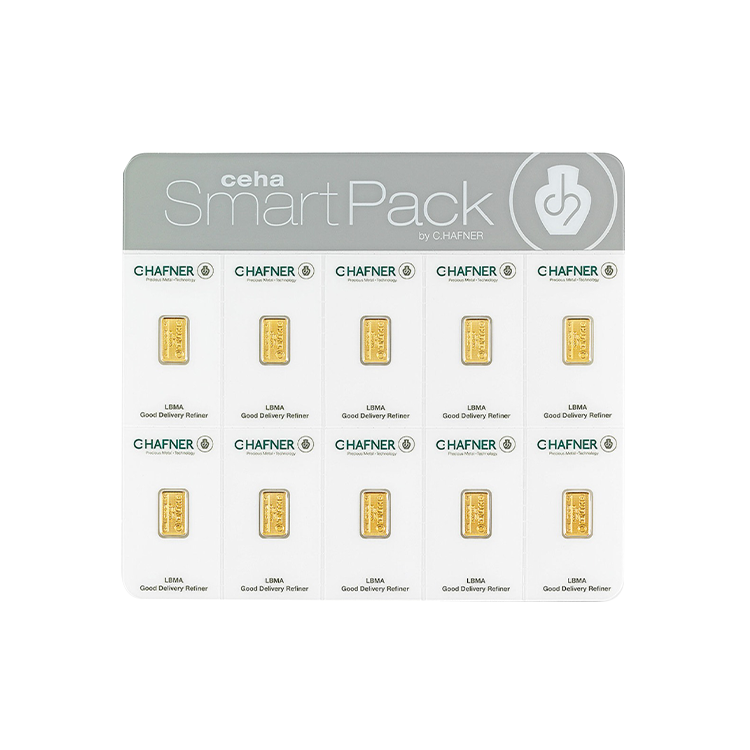 C. Hafner goudbaar 10x 1 gram SmartPack voorkant