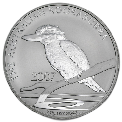 1 kilo zilveren Kookaburra munt 2007 voorkant