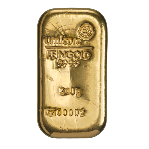 Goudbaar 500 gram | Opslag in Zürich voorkant