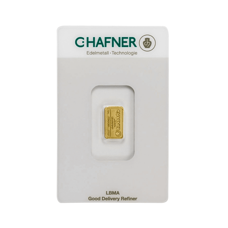 Goudbaar 1 gram C. Hafner voorkant
