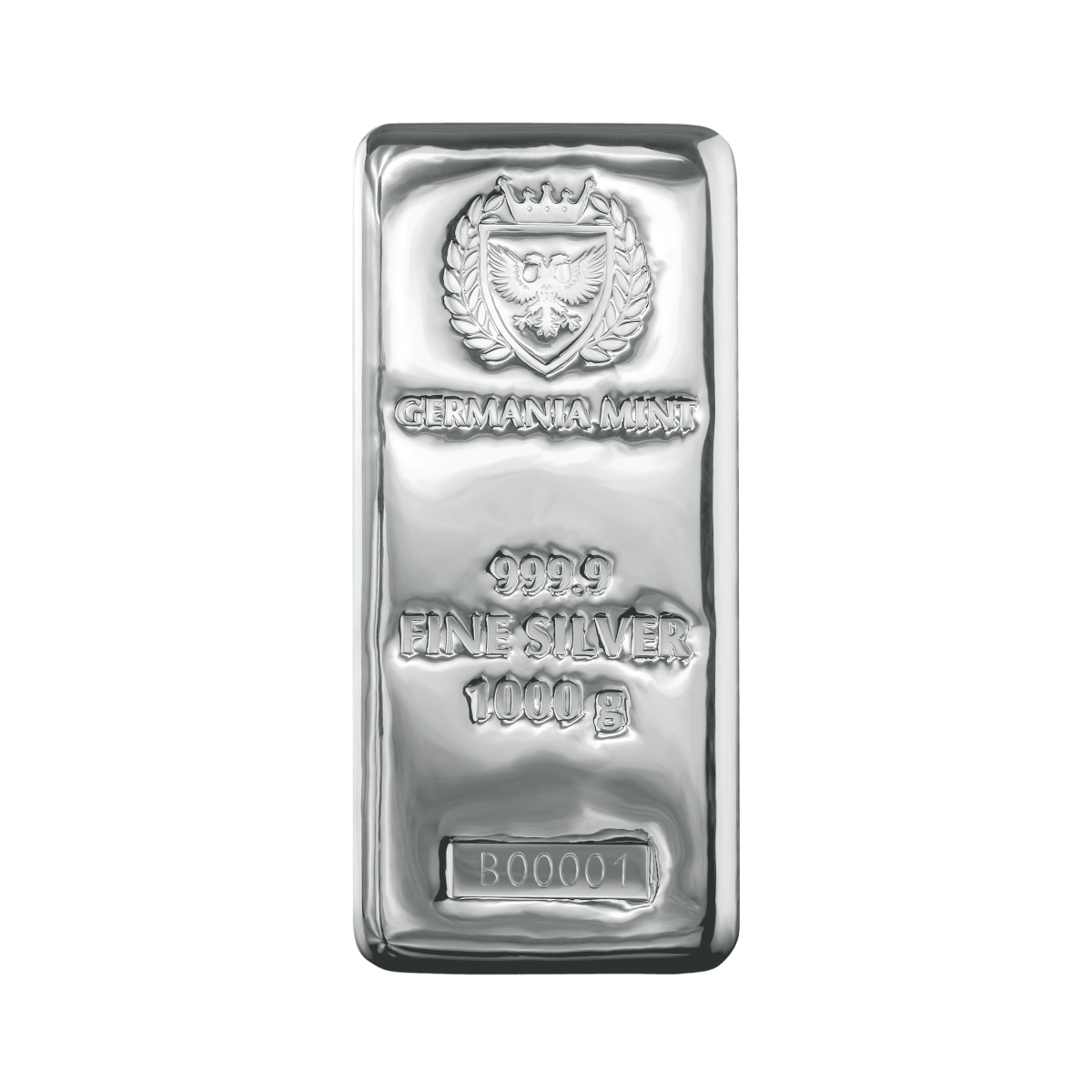 1 kilogram zilverbaar Germania Mint voorkant