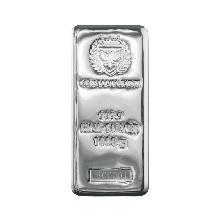 1 kilogram zilverbaar Germania Mint voorkant