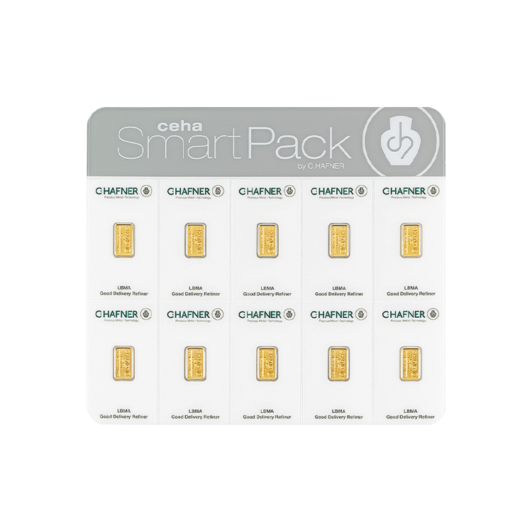C. Hafner goudbaar 10x 2 gram SmartPack voorkant