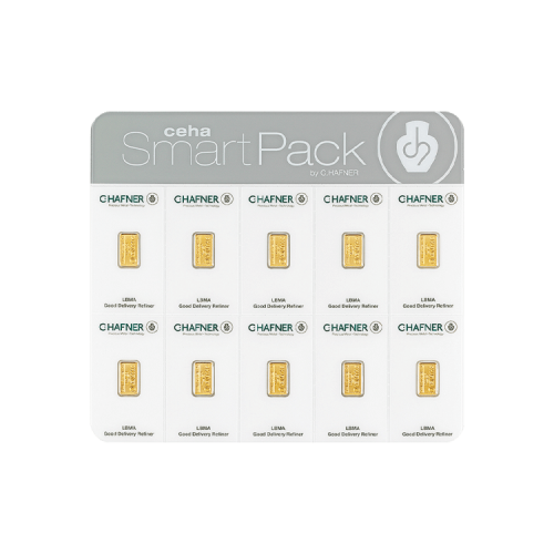 C. Hafner goudbaar 10x 2 gram SmartPack voorkant