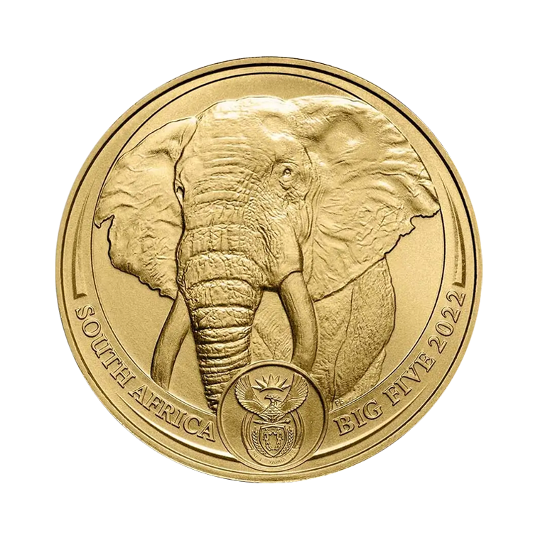 1 troy ounce gouden munt Big Five Olifant voorkant