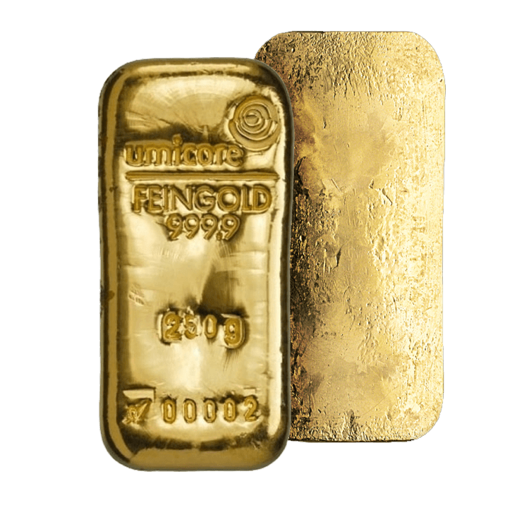 Umicore 250 gram goudbaar