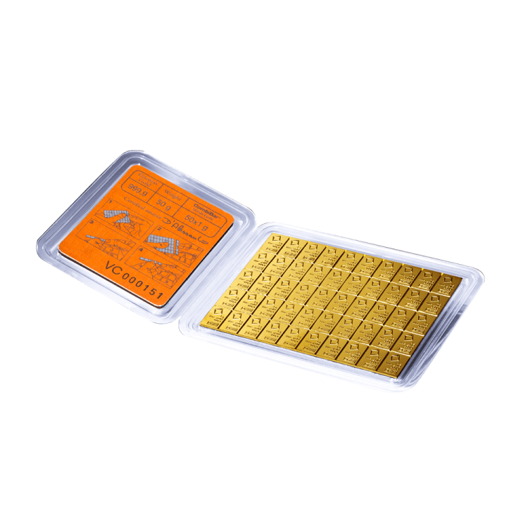 50x 1 gram gouden CombiBar perspectief 1