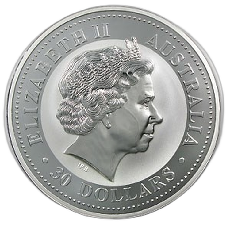 1 kilo zilveren Kookaburra munt 1999 achterkant