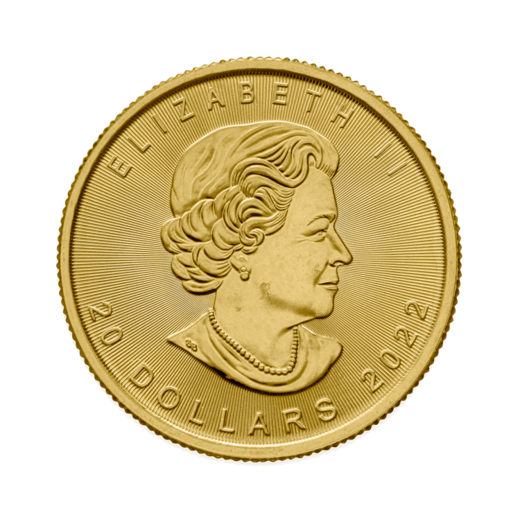 Achterkant 1/2 troy ounce gouden Maple Leaf munt