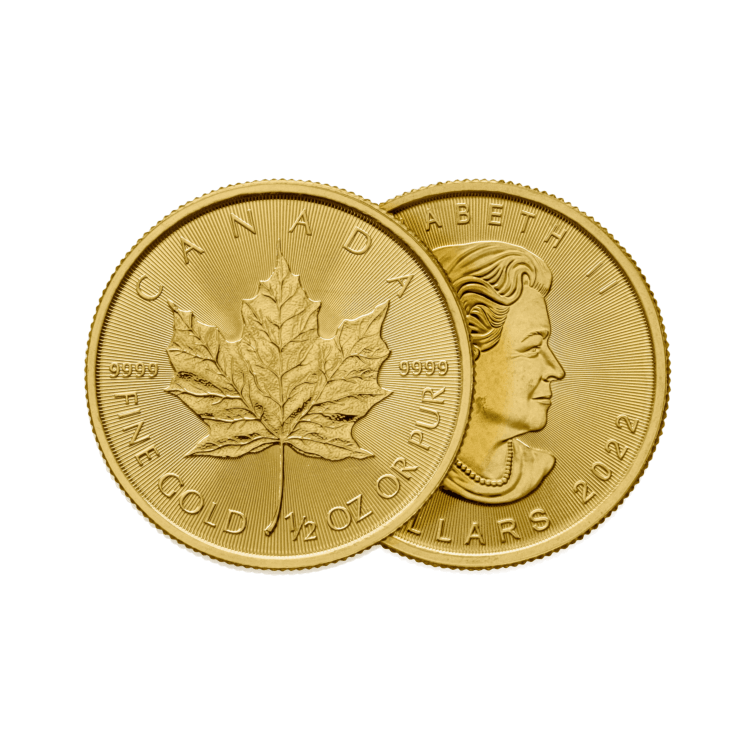 1/2 troy ounce gouden Maple Leaf munt ontwerp