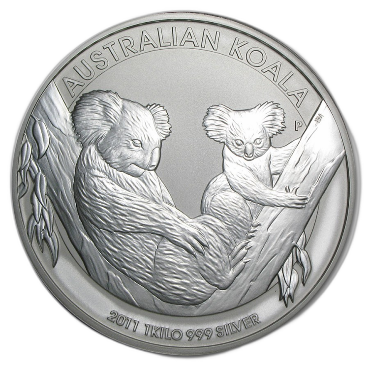 1 kilo zilveren Koala munt 2011 voorkant