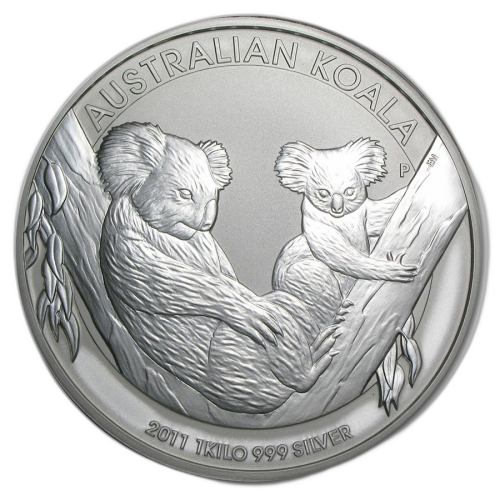 1 kilo zilveren Koala munt 2011 voorkant