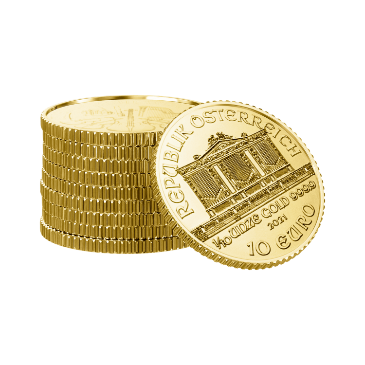 1/10 troy ounce gouden Wiener Philharmoniker munt 2026 perspectief 1