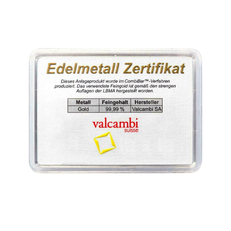 20x 1 gram gouden Valcambi CombiBar perspectief 1