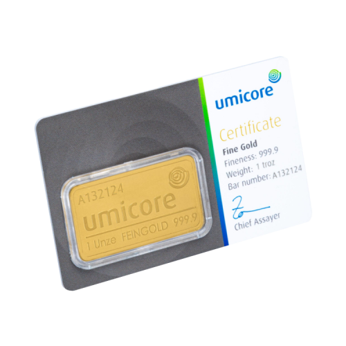 Umicore 1 troy ounce goud met certificaat kopen