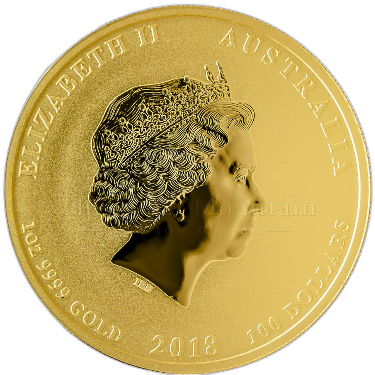 1 troy ounce gouden Lunar munt Year of the Dog 2018 achterkant