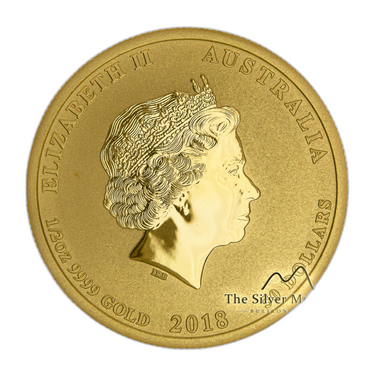 1/2 troy ounce gouden Lunar munt Year of the Dog 2018 achterkant