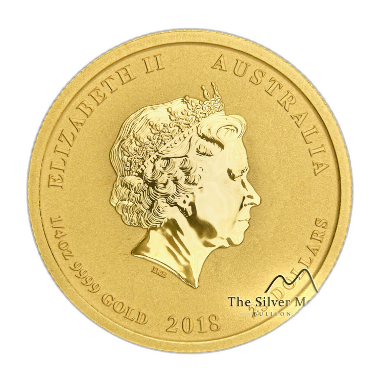 1/4 troy ounce gouden Lunar munt Year of the Dog 2018 achterkant