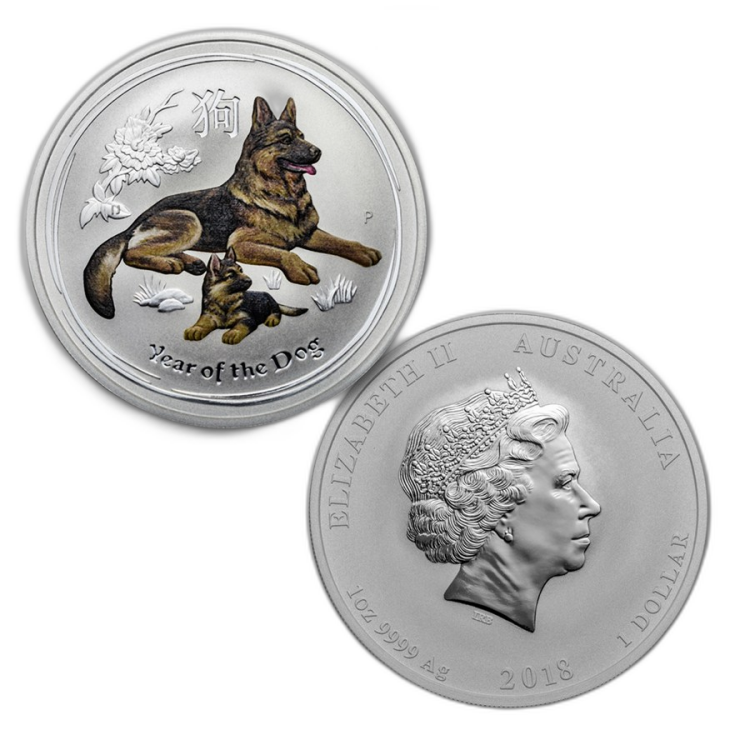 Proof edition Lunar series 2018 4x 1 ounce silver back