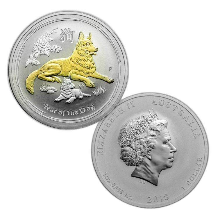 Proof edition Lunar series 2018 4x 1 ounce silver angle 1