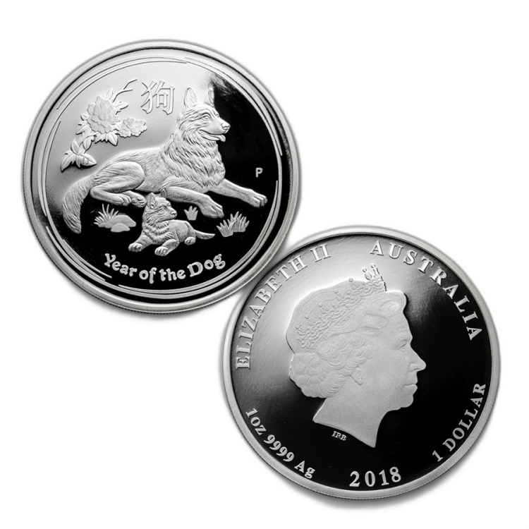 Proof edition Lunar series 2018 4x 1 ounce silver angle 2
