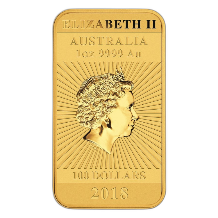 1 troy ounce gouden muntbaar Rectangular Dragon 2018 achterkant