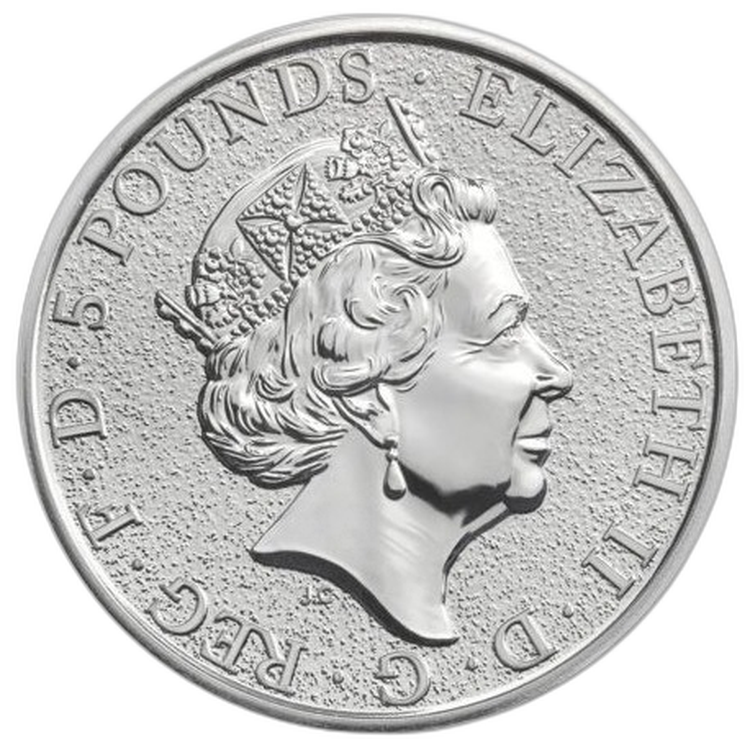 2 Troy ounce zilveren munt Queens Beasts Black Bull 2018 achterkant