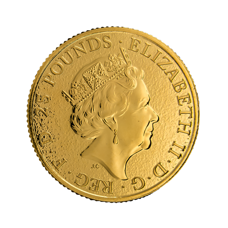 1/4 Troy ounce gouden munt Queens Beasts Dragon 2017 achterkant