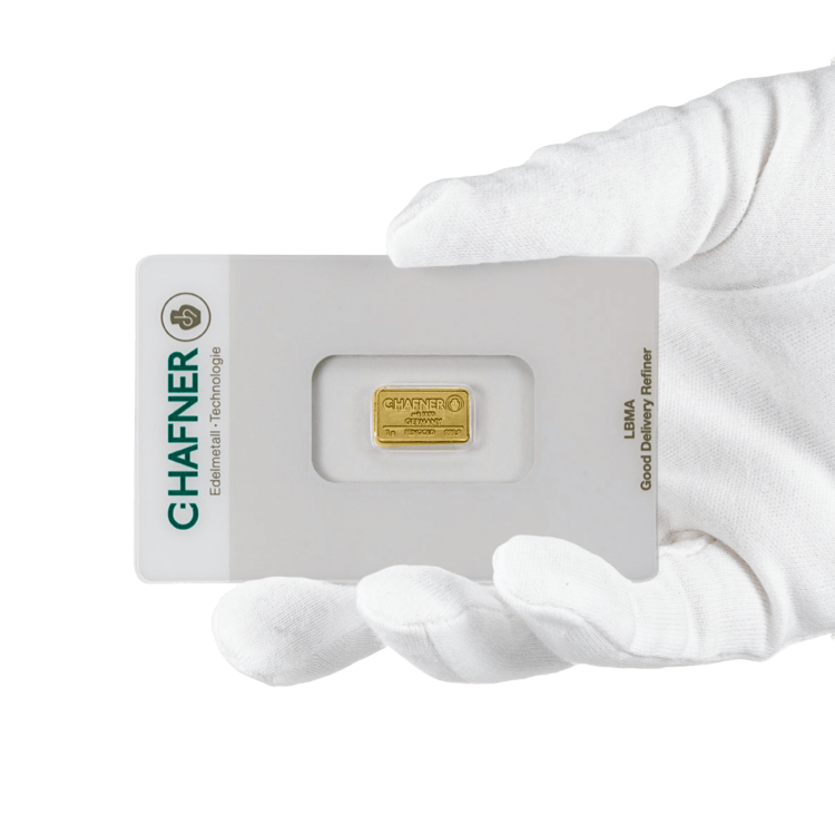 Goudbaar 1 gram C. Hafner perspectief 2