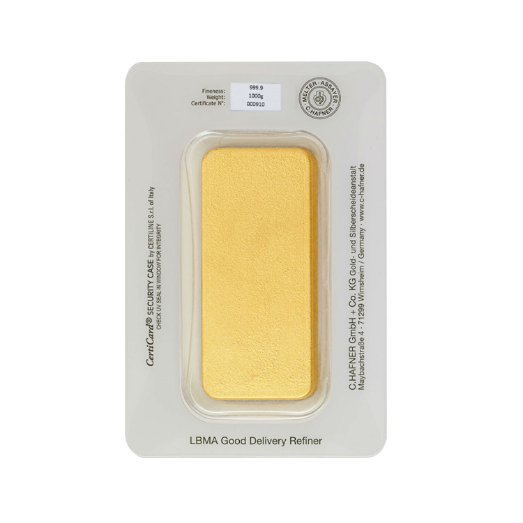 Goudbaar 1 kilogram C. Hafner achterkant