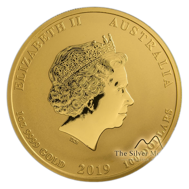 1 troy ounce gouden Lunar munt Year of the Pig 2019 achterkant