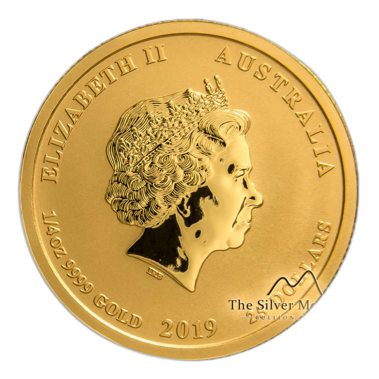1/4 troy ounce gouden Lunar munt Year of the Pig 2019 achterkant