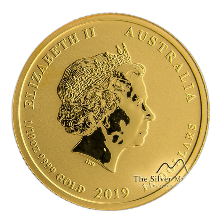1/10 troy ounce gouden Lunar munt Year of the Pig 2019 achterkant