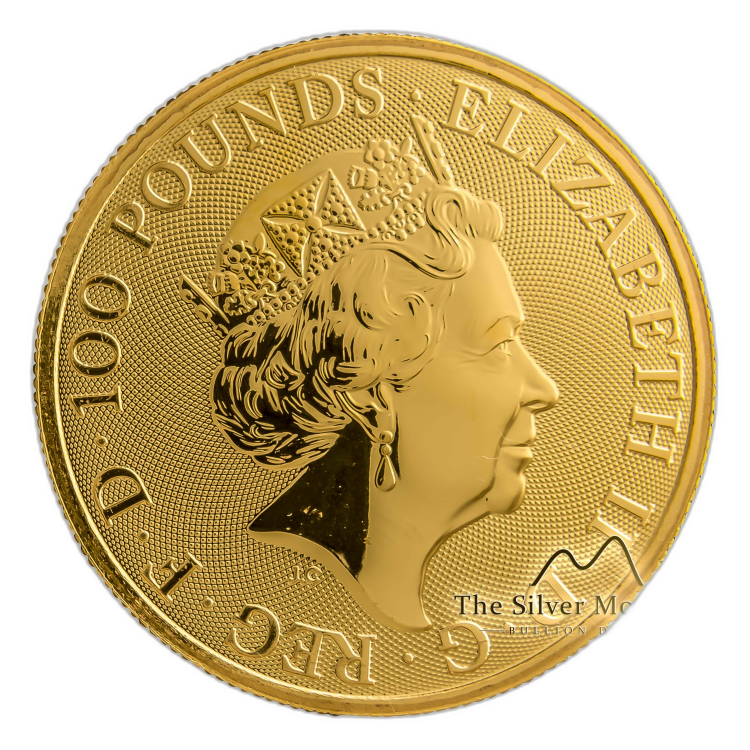 1 Troy ounce gold coin Queens Beasts Falcon of the Plantagenets 2019 back