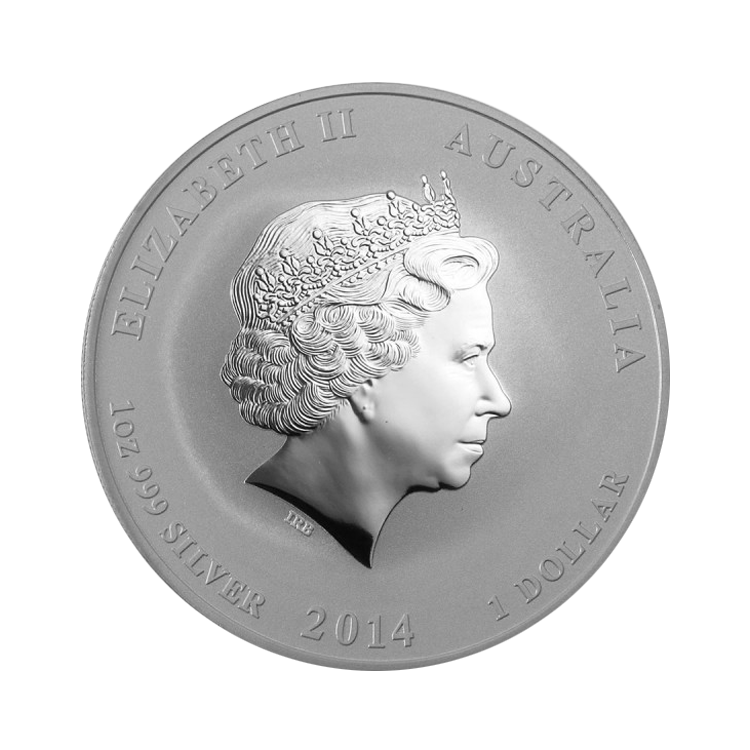1 troy ounce zilveren Lunar munt Year of the Horse 2014 achterkant
