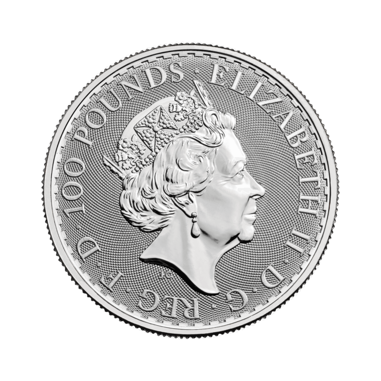 1 troy ounce platina Britannia munt achterkant