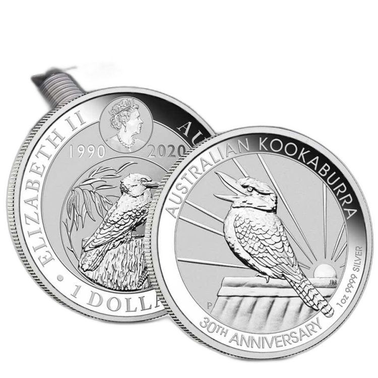 1 troy ounce zilveren Kookaburra munt 2020 achterkant