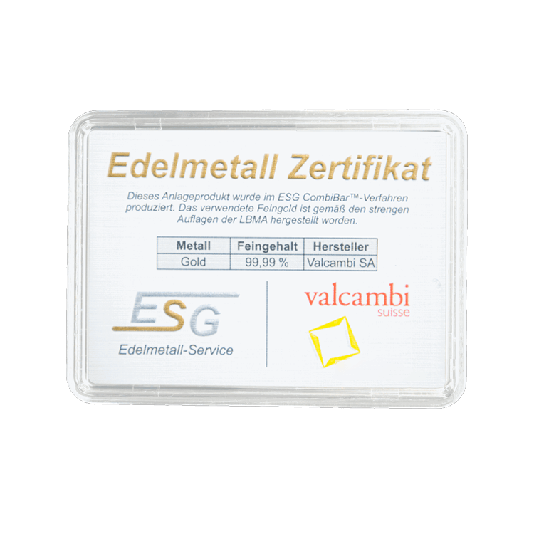 Echtheidscertificaat Combibar 50x 0,5 gram
