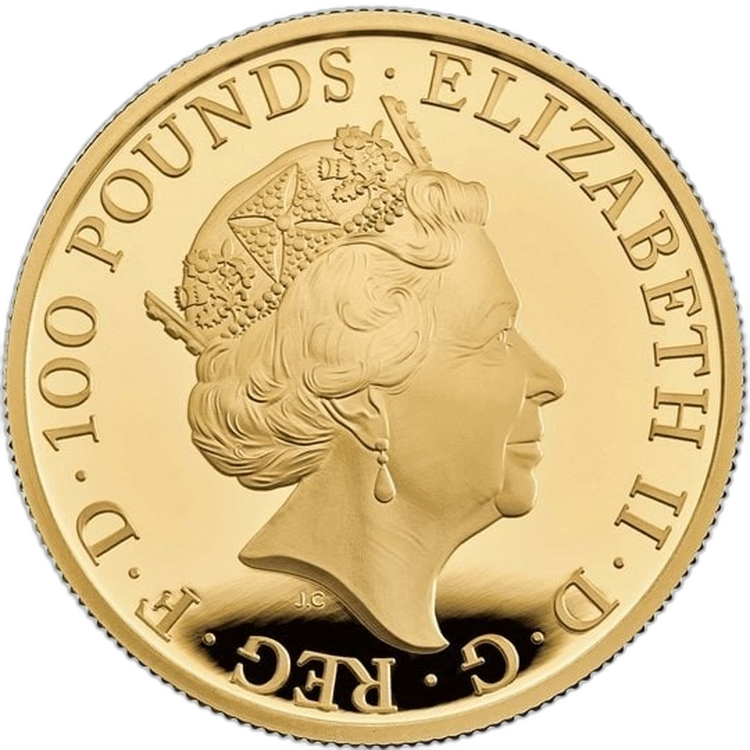 1 Troy ounce golden coin Queens Beasts White Lion Proof back