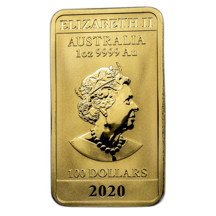 1 troy ounce gouden muntbaar Rectangular Dragon 2020 achterkant