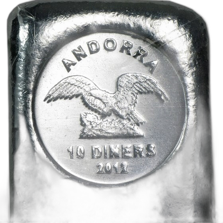 250 Gram zilveren muntbaar Andorra achterkant