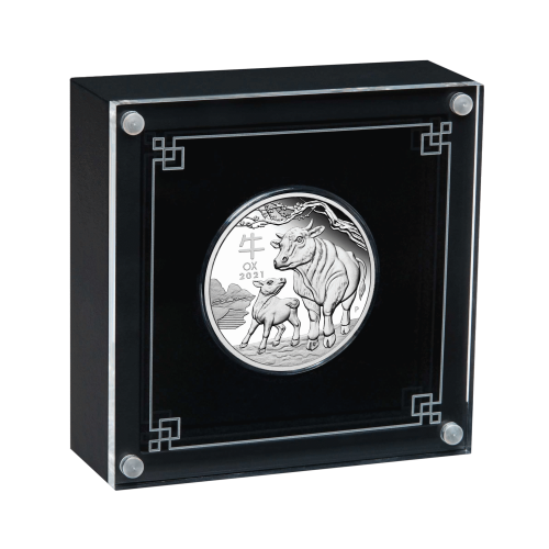 1 troy ounce zilveren Lunar munt 2021 Year of the Ox Proof voorkant