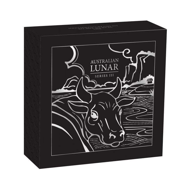 1 troy ounce zilveren Lunar munt 2021 Year of the Ox Proof perspectief 1