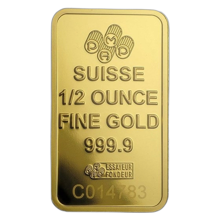 1/2 troy ounce goudbaar Pamp Suisse achterkant