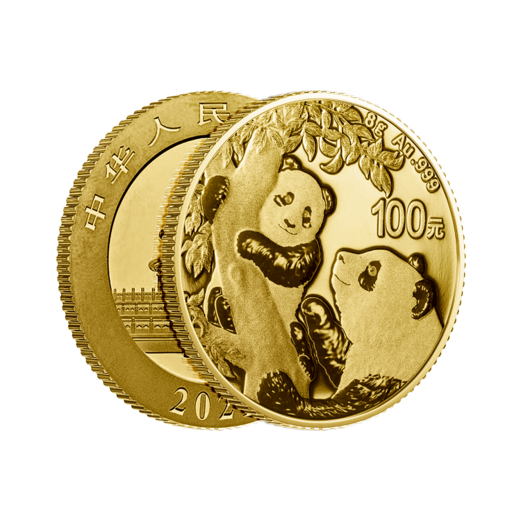 8 gram gouden munt Panda 2021 perspectief 1