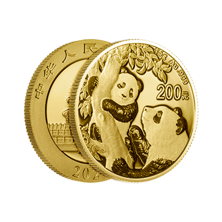15 gram gouden Panda munt 2021 perspectief 1