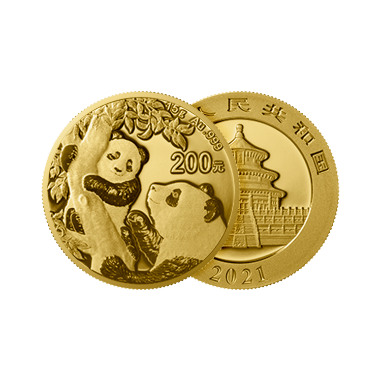 30 gram gouden munt Panda 2021 perspectief 1
