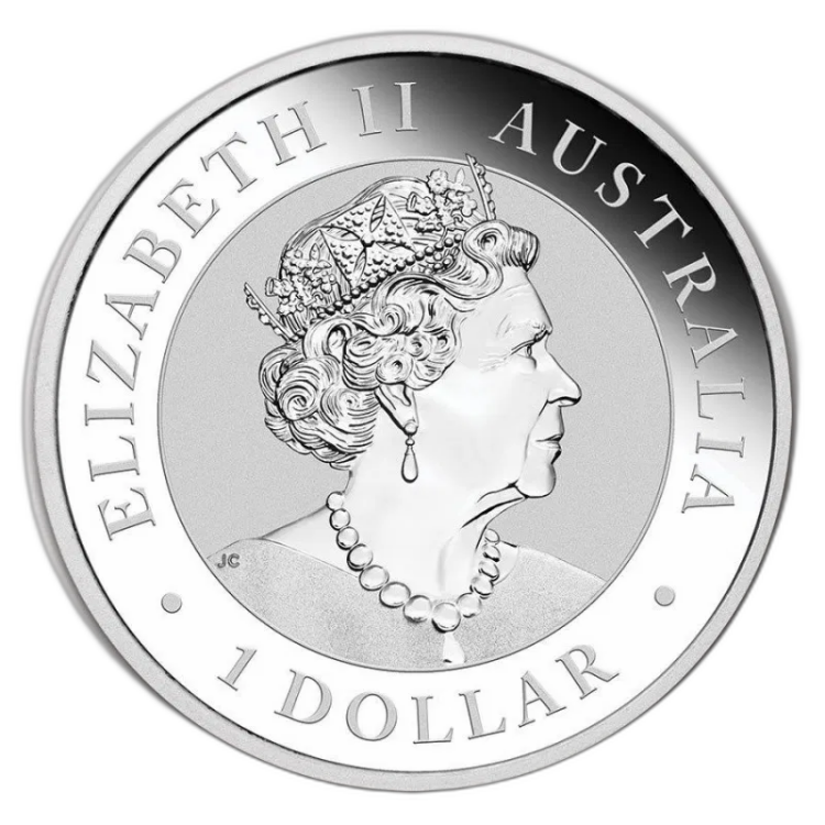 1 troy ounce zilveren Kookaburra munt 2021 achterkant