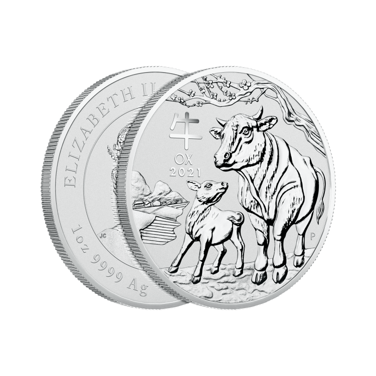 1 troy ounce zilveren Lunar munt Year of the Ox 2021 perspectief 1