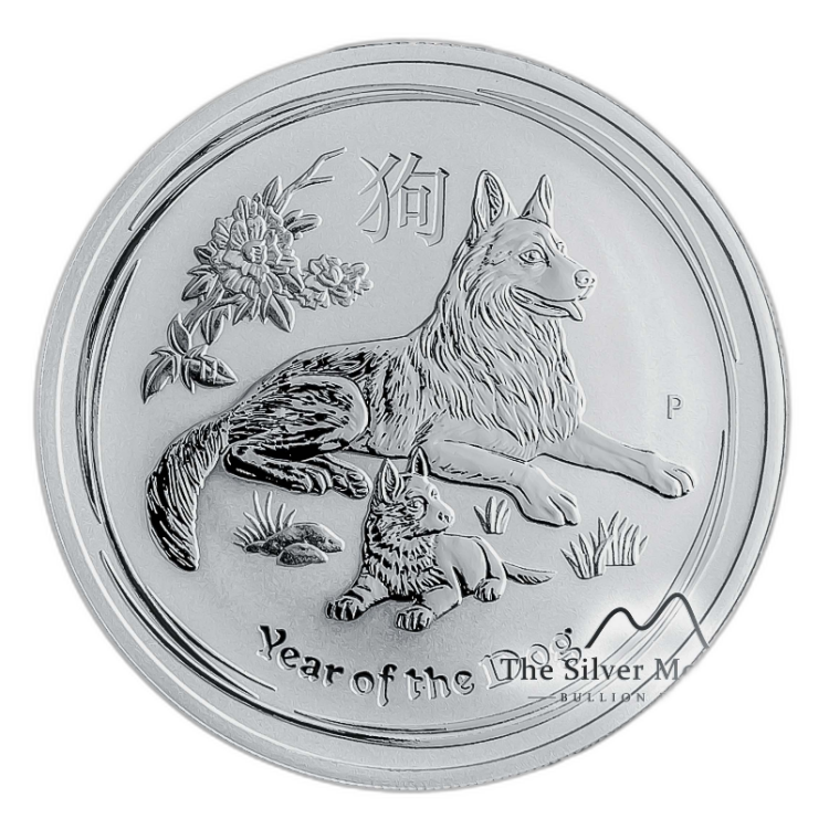 10 troy ounce zilveren Lunar munt Year of the Dog 2018 achterkant